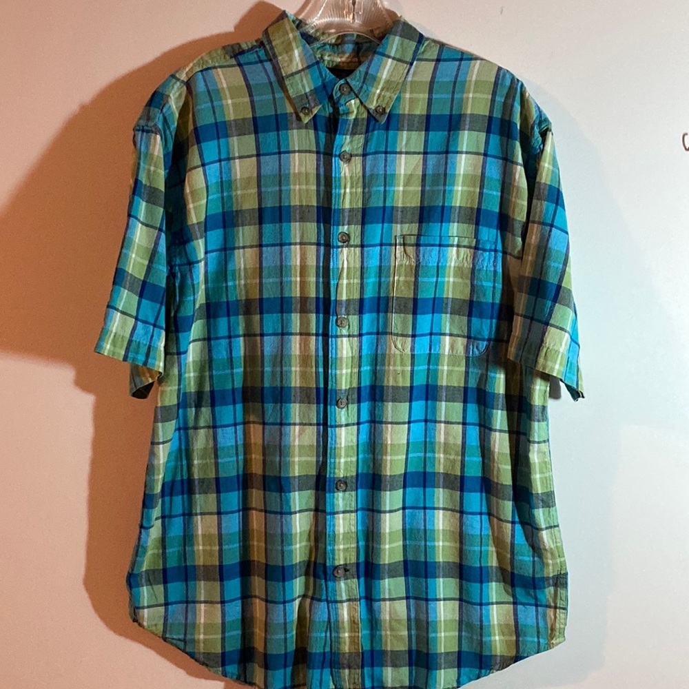ST. JOHN'S BAY Medium, plaid, s/s, button up shirt